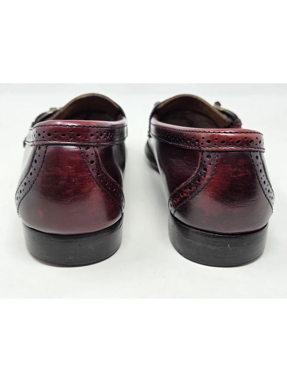 Cole Haan Burgundy Leather Kiltie Loafers W/ Buckle Mens 9.5